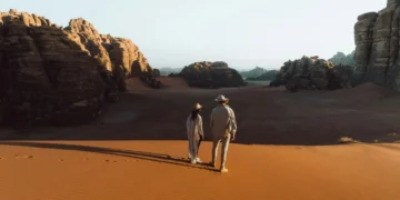 people walking desert