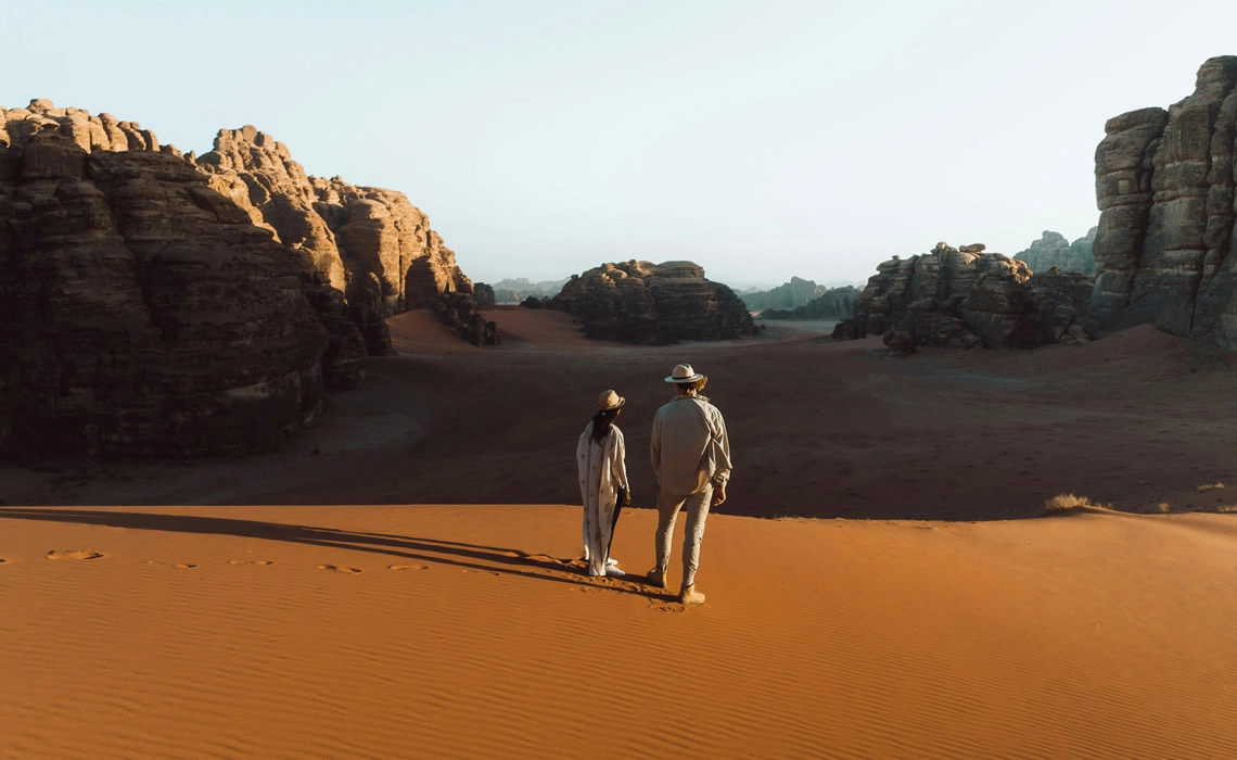 people walking desert