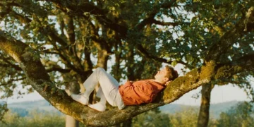 person resting in hammock